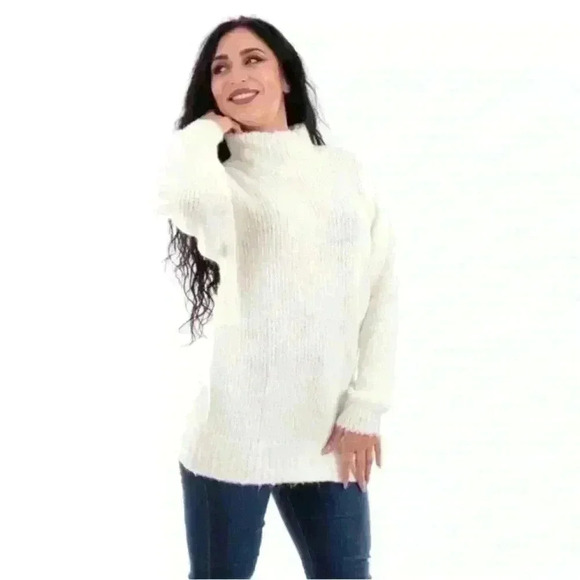 Molly Bracken Fuzzy Sweater Cream Turtleneck sweater - Picture 1 of 9